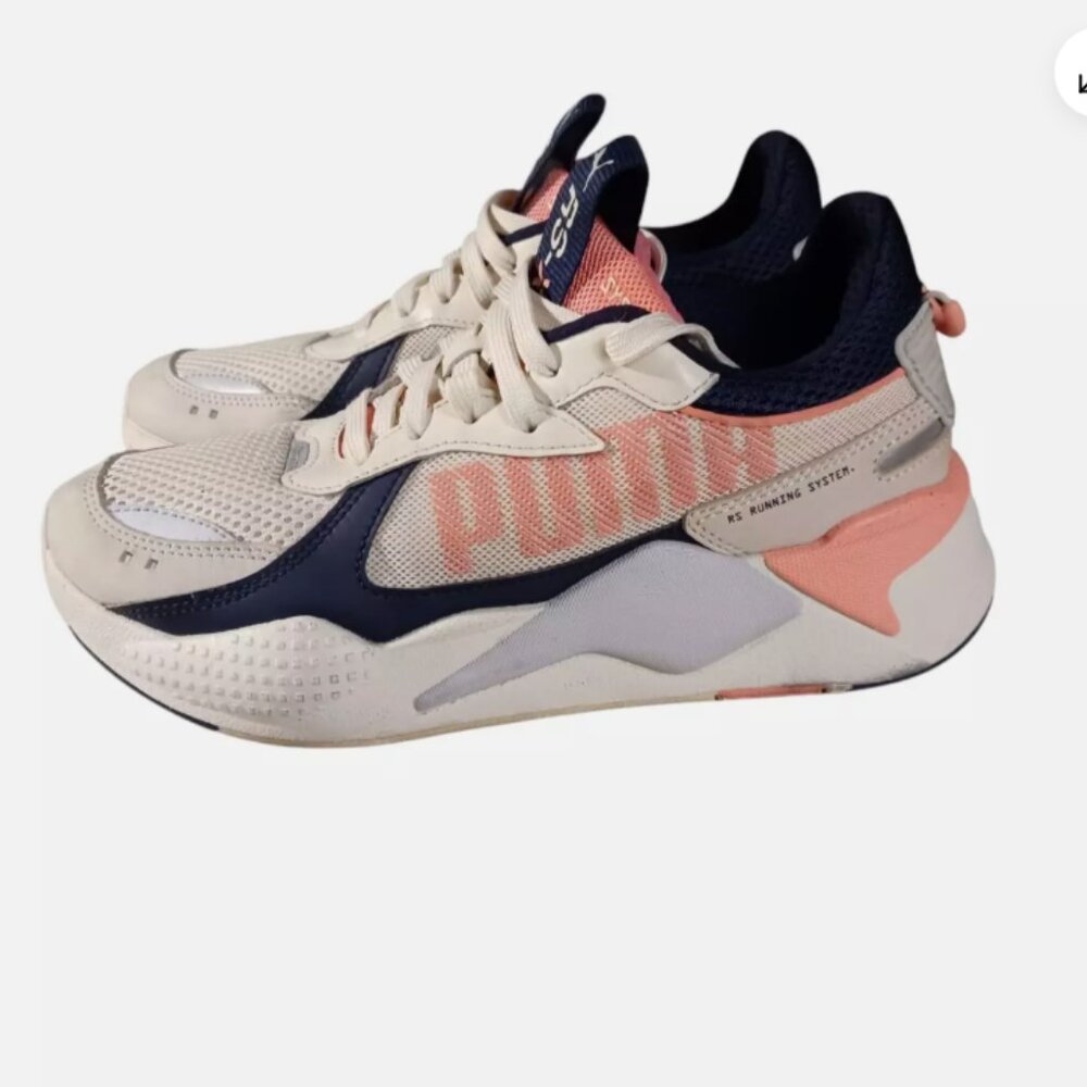 Puma Womens RS X Size 7 Tan Pink Blue Gray Running Shoes Sneakers 372715-10